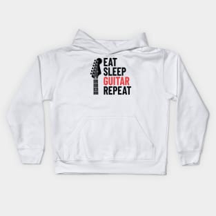 Eat Sleep Guitar Repeat Electric Guitar Headstock Light Theme Kids Hoodie